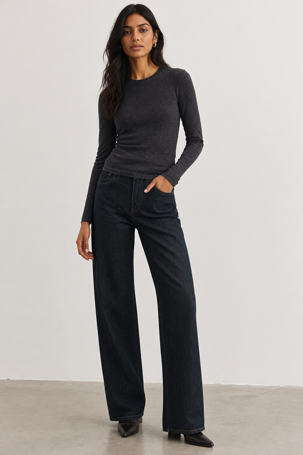 Evie Long Sleeve-Charcoal