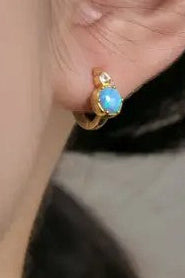 Opal Huggie Hoop Earrings