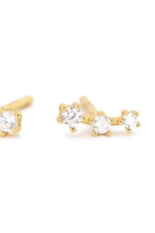 Three Stone Crawler Stud Earrings