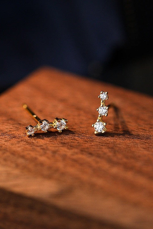 Three Stone Crawler Stud Earrings