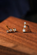 Three Stone Crawler Stud Earrings