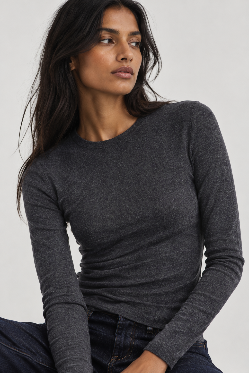 Evie Long Sleeve-Charcoal