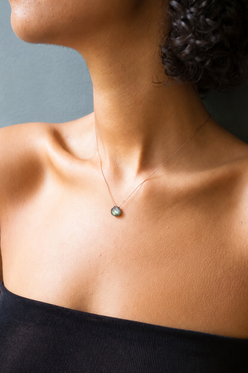 Silk Gemstone Necklace-Labradorite