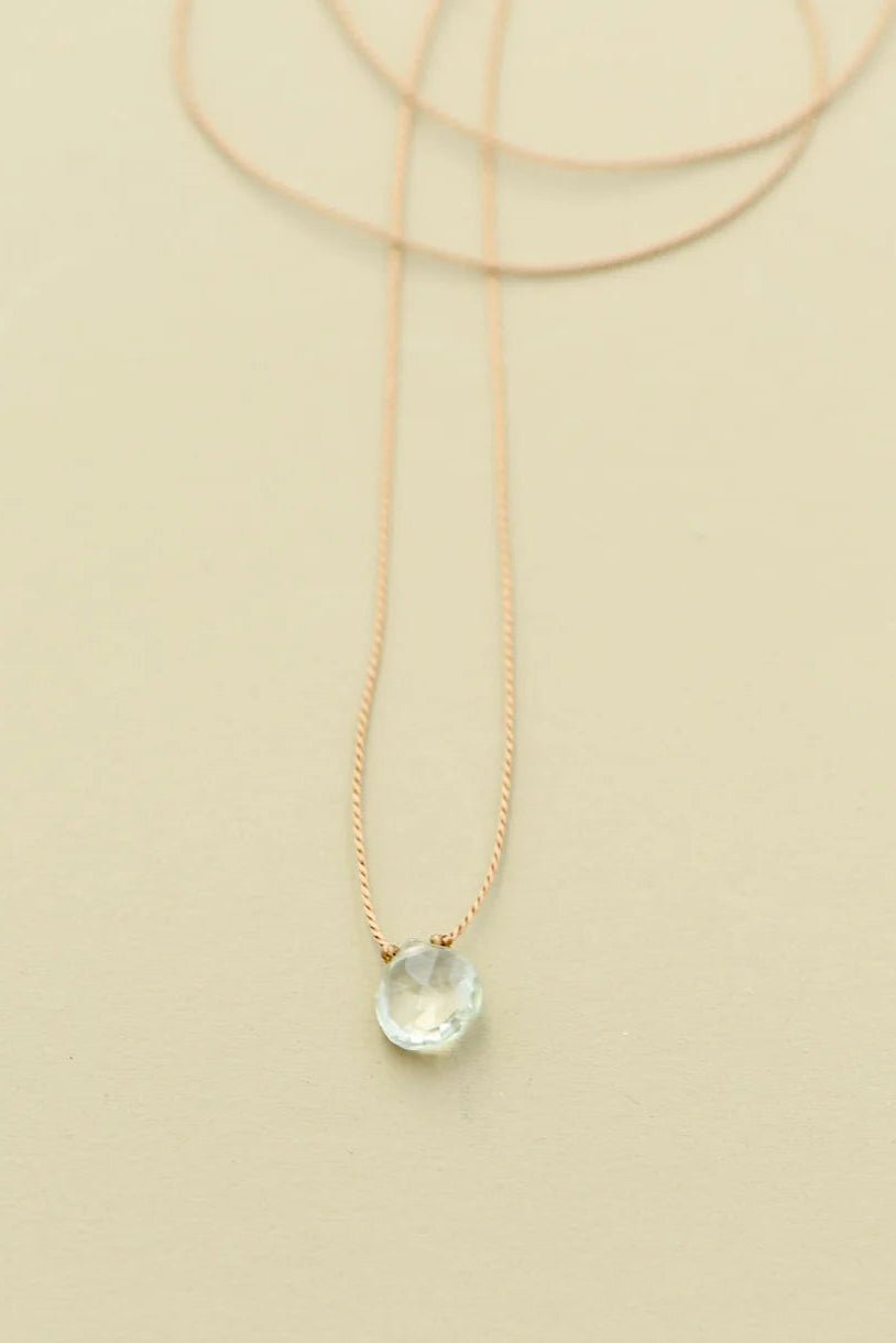 Silk Gemstone Necklace-Green Amethyst