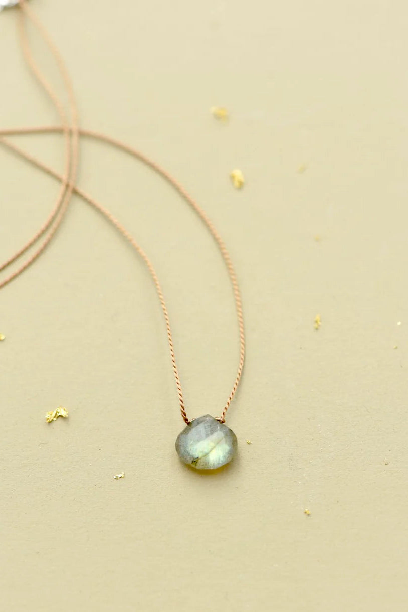 Silk Gemstone Necklace-Labradorite