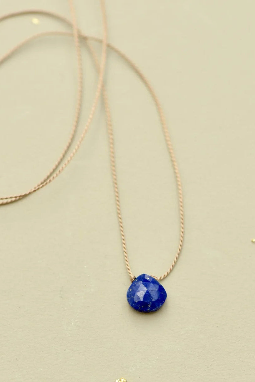 Silk Gemstone Necklace-Lapis
