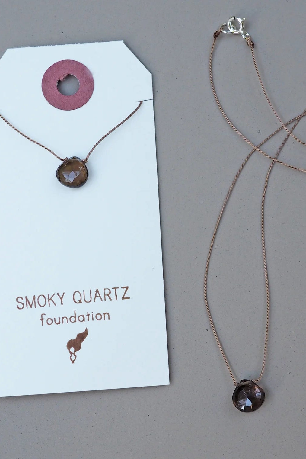 Silk Gemstone Necklace-Smokey Quartz