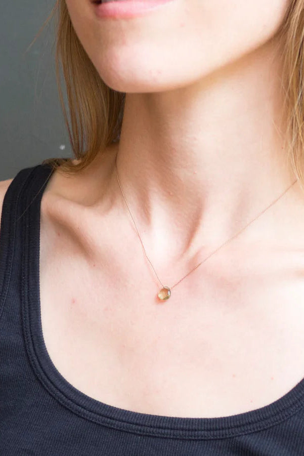 Silk Gemstone Necklace-Green Amethyst