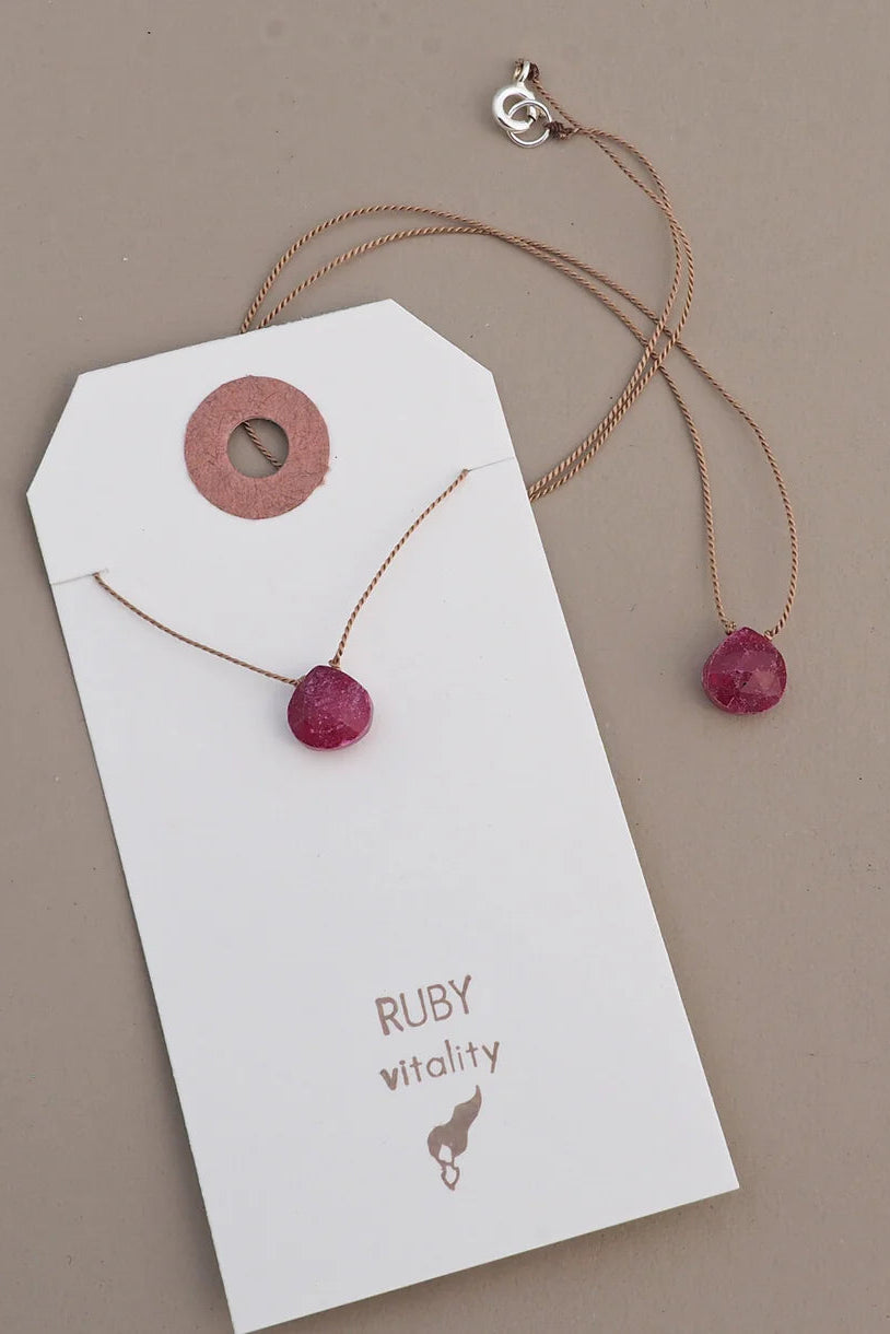 Silk Gemstone Necklace-Ruby